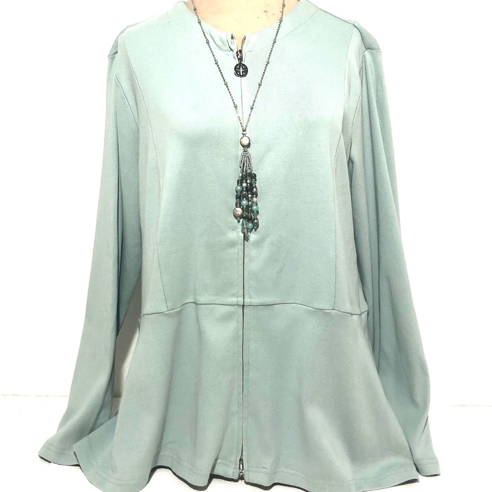 Linea Zip Front Peplum Knit Jacket